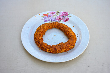 Turkish pastry product , tasty pogaca, acma . Simit, gevrek. Turkish Pastries; peynirli, patatesli, kasarli pogaca, sosili acma, dereotlu pogaca,  borek, acma, ay coregi at patisserie showcase.
