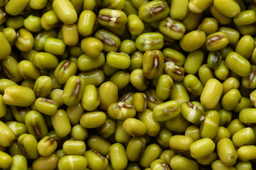 Soaked mung beans background. 