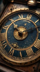 Fototapeta premium Aged clock face timepiece macro high resolution hd photo