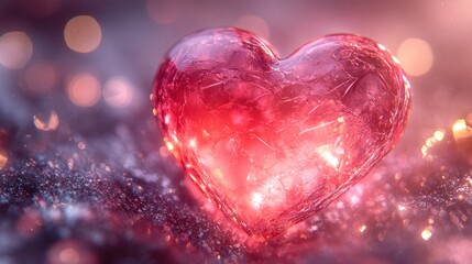 Glowing Crystal Heart, Winter, Romance, Festive Background