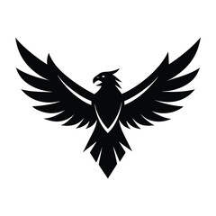 Obraz premium Eagle spreading wings sillhouette on white background vector art illustrations