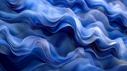 Obraz premium Abstract flowing blue fabric folds, background texture