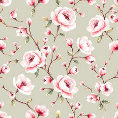 Cherry Blossom Seamless Pattern | Asian Floral | Oriental Wedding Invitation Background