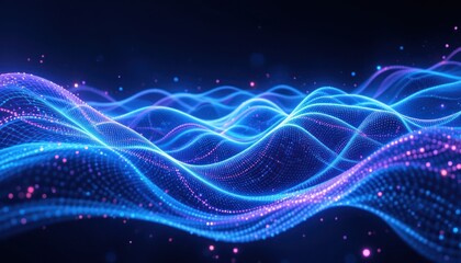 Fototapeta premium Abstract digital waves, vibrant colors, particles, dark background