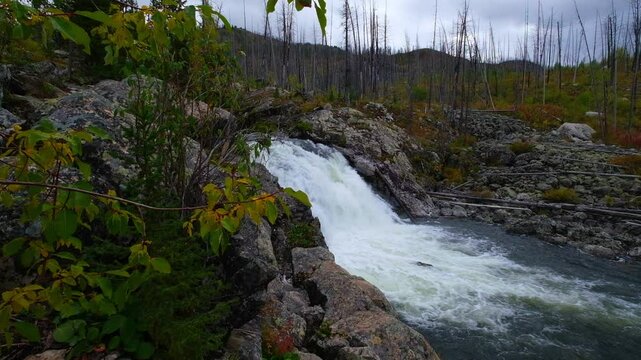 Arashan waterfall in the Altai mountains. Nature of Eastern Kazakhstan