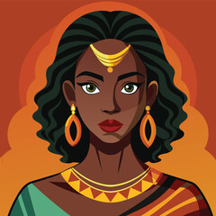 Portrait of an black girl vector illustration