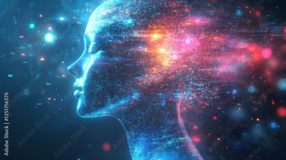 Poster ai, ml, nlp integration in data processing gears, algorithms, real time decisions visualized
