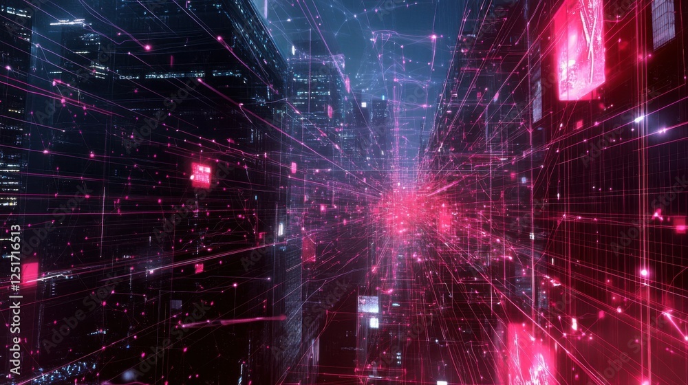 Poster digital future with interconnected nodes and lines