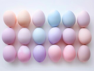 Easter eggs in a gradient of pastel shades