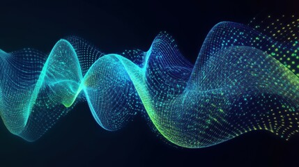 Fototapeta premium A futuristic, abstract background featuring glowing blue and green lines and shapes, representing advanced medical or scientific concepts. The design is sleek and high-tech