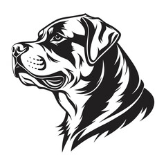 Fototapeta premium Rottweiler dog face illustration, tatto style, hand drawn vector illustration isolated on a white background