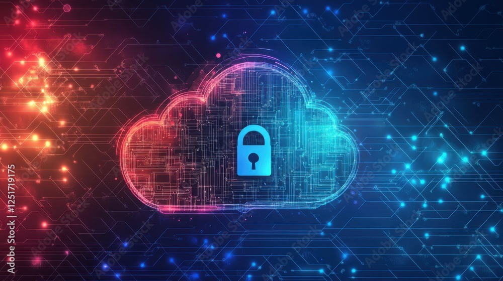 Poster internet and data security, cybersecurity and privacy concepts to protect data. lock icon and intern