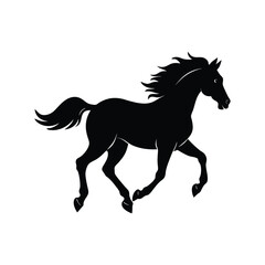 Horse Galloping Silhouette on a white background