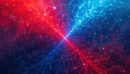 Obraz premium Digital data streams collide, abstract background, futuristic network, tech concept