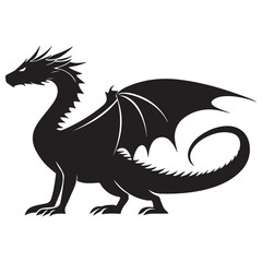 Black Dragon Illustration – Majestic Winged Beast