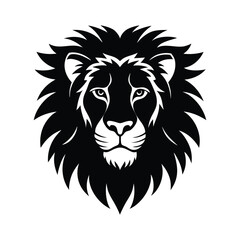 Fototapeta premium Lion Face Silhouette on a white background