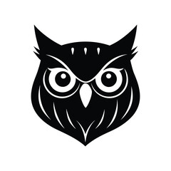 Owl Face Silhouette on a white background