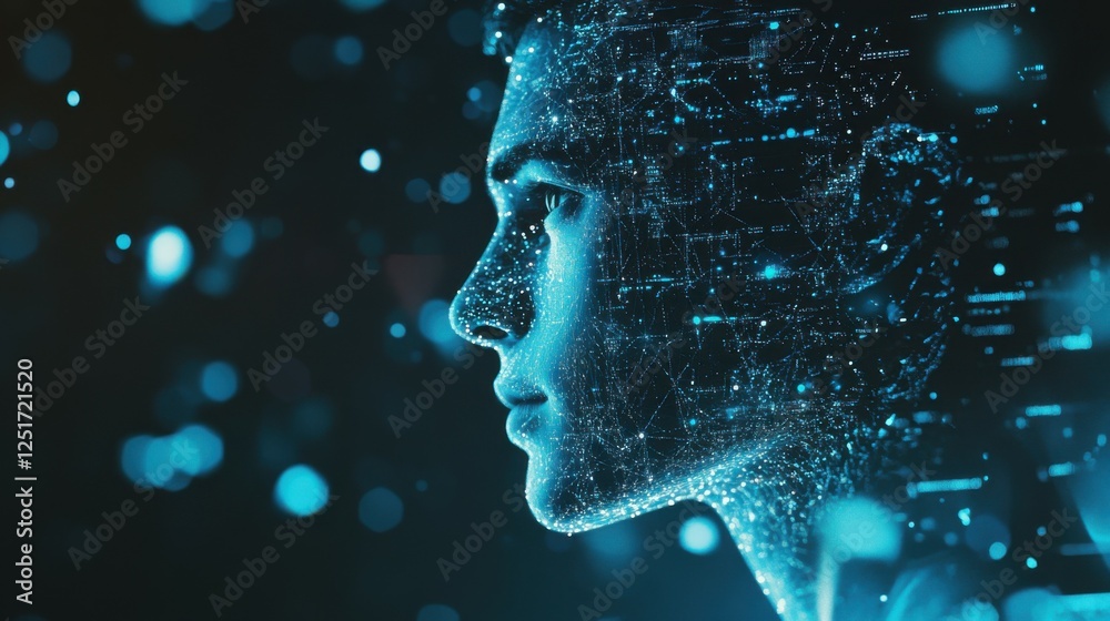 Poster ai technology, artificial intelligence. man using technology smart robot ai, artificial intelligence