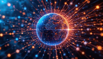 Obraz premium Global Network Earth, Digital Connections