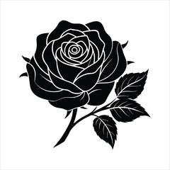rose silhouette vector, on white background  