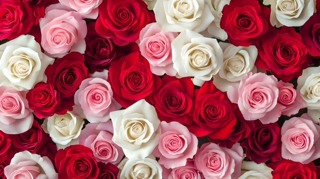 textura de rosas en colores vivos rojo rosa y blanco para evento decorativo de boda o romantico para san valentin dise&ntilde;o floral y elegante