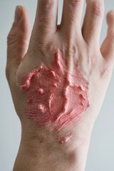Close-up Image of a Severe Burn on a Hand