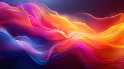 Fototapeta premium Abstract colorful waves flow, dark background, digital art, website banner