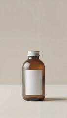 Obraz premium Round Bottle on beige background