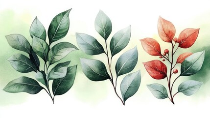 Fototapeta premium Watercolor Bouquet of Flowers and Leaves for Invitations and Greeting Cards on White Background