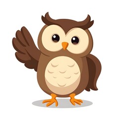 Obraz premium Cute Owl Waving Hand Cartoon Vector Icon Illustration. Animal Nature Icon Concept Isolated Premium