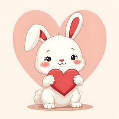 Obraz premium Cute Rabbit With Love Heart Cartoon Vector Icon Illustration