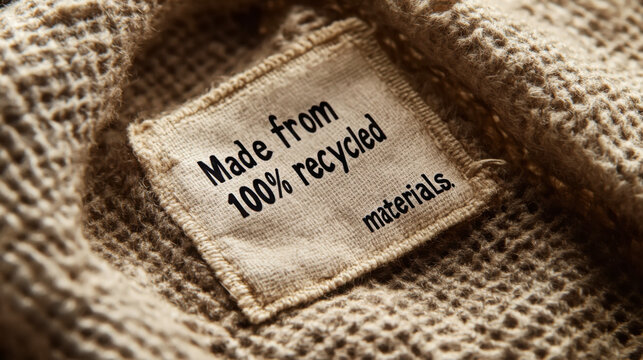 Sustainable fashion concept featuring 100 percent recycled garment tag for eco-friendly designs