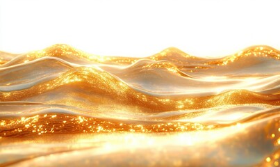 Golden Waves Flowing Shimmering Surface Abstract Art Brightly Lit Environment