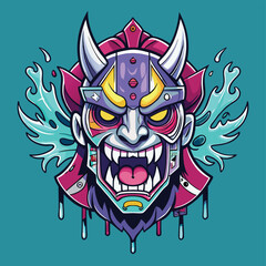 Cyber Oni Mask illustration design