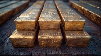 close-up gold bars, weight of gold Bars 1000 grams business and finance, 3d rendering
