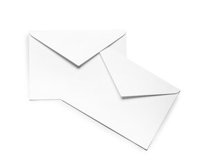 Envelopes isolated on white, top view. Mockup for design