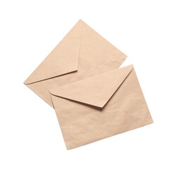Envelopes isolated on white, top view. Mockup for design