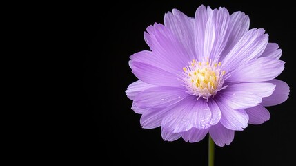 Fototapeta premium Purple Cosmos Flower, Studio Shot, Black Background, Floral Design