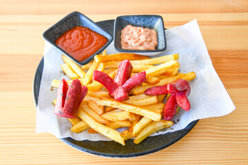 Homemade fried chicken nuggets isolated on white background. Chicken nugget. Citir tavuk. Citir, tavuk atistirma  tabagi.