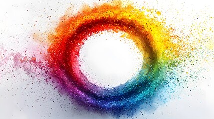 Fototapeta premium Vibrant Multicolored Circular Watercolor Splash on Transparent Background