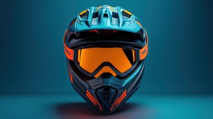 adventure motorcycle helmet with mx goggles in a grey studio background