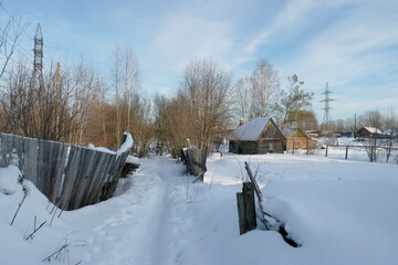 bathhouse, area in the village covered with snow