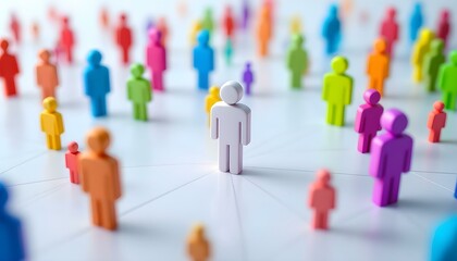 Abstract representation of a social web with colorful figurines
