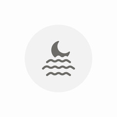 moon sea rise view icon sign vector
