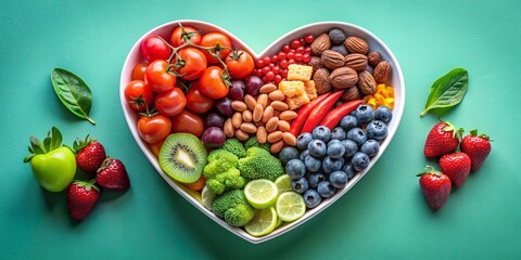 fresh organic food bowl in love shape