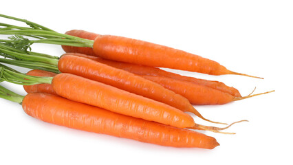Fresh carrots isolated on white. Root vegetable