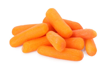 Fresh baby carrots isolated on white. Root vegetable