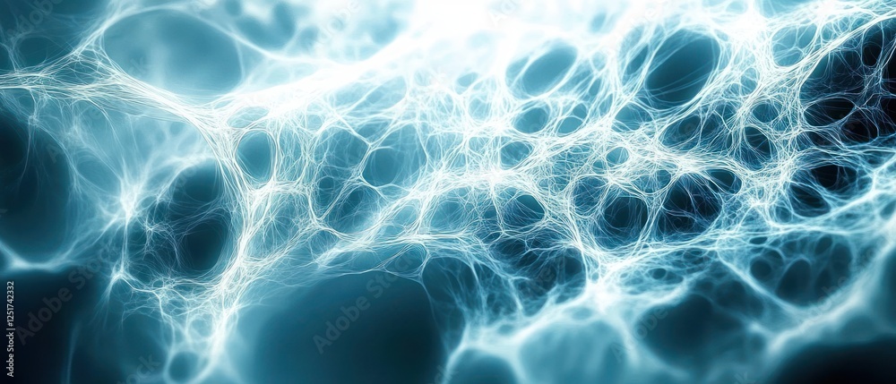 Poster illuminated interconnected lines in surreal abstract digital art