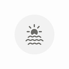 sun sea rise icon sign vector