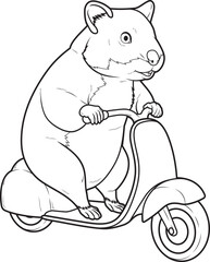 Hamster Scooter Animal Vector Graphic Art Illustration